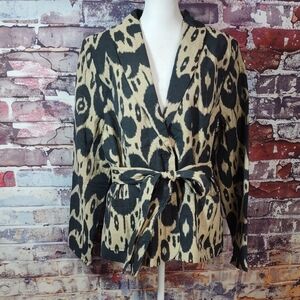 Isaac Mizrahi Ikat Print Linen-look Jacket